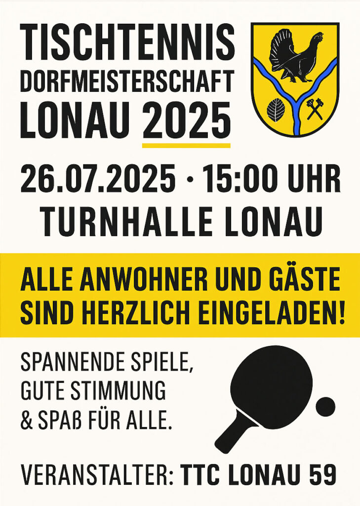 Tischtennis-Dorfmeisterschaft Lonau 2025
